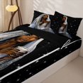 thumbnail image 3 of Castle Fairy Glam Black Woman Zipper Twin Comforter Sets with Fitted Sheet and 2 Pillowcases,Glitter Stars Print Zipper Bedding Set,Silver,Black Reversible,4-Piece, 3 of 6