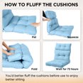 thumbnail image 5 of INTER HUT 46 x 22 in Patio High Back Cushions (Set of 2), Adirondack Rocking Chair Cushions Rocking Chair Cushion with Ties, Light Blue, 5 of 9