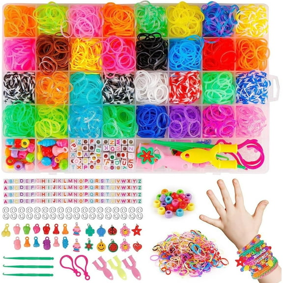 2500 Rubber Band Bracelet Kit, Loom Bracelet Making Kit for Kids, Rubber Bands Refill Loom Set, Loom Bands Kit,Friendship Bracelet Girls Creativity Birthday Gift Kits