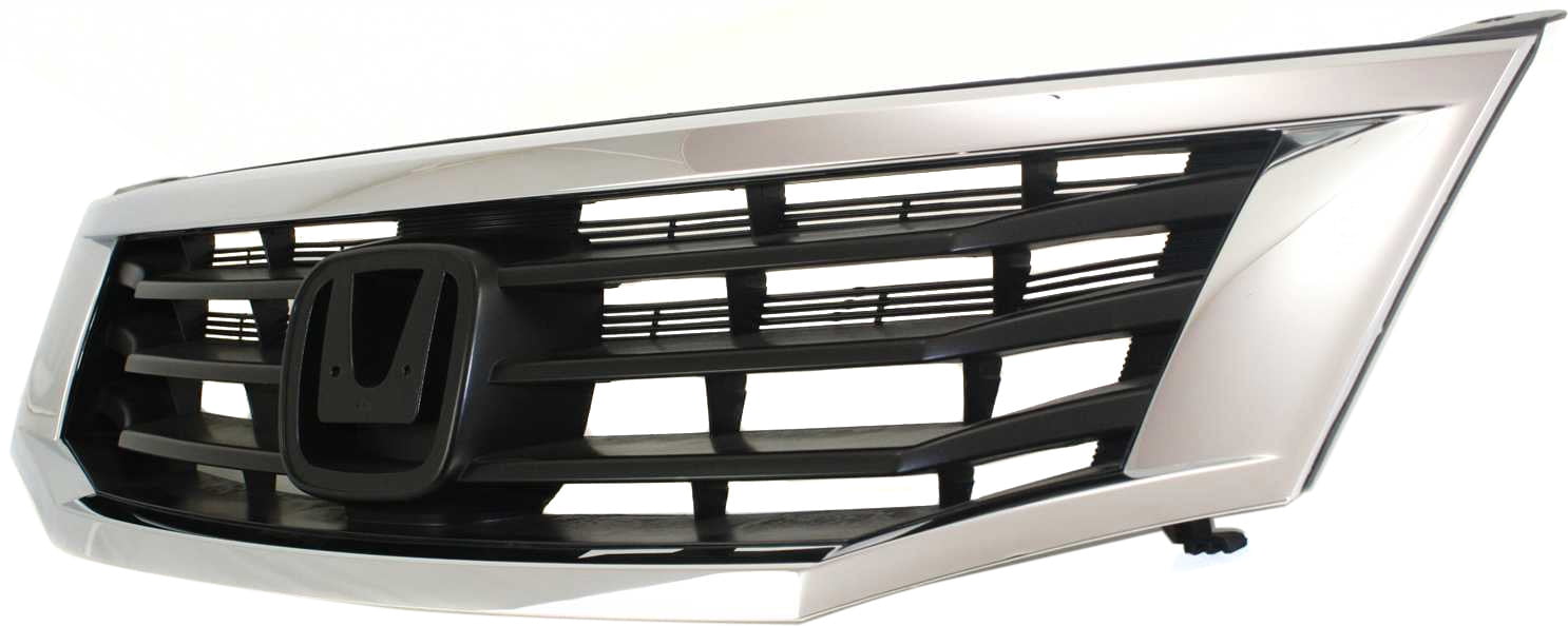 Grille Assembly Compatible With 2008-2010 Honda Accord Sedan Chrome Shell with Paintable Insert