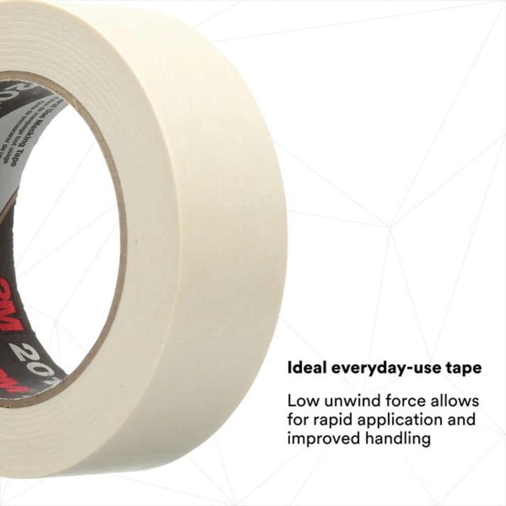 3M General Use Masking Tape 201+ Tan, 36 mm x 55 m 4.4 mil, 24 per case Bulk