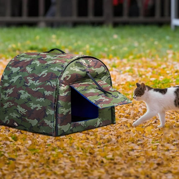 DOLITY Cat House for Outdoor Cats Stray Cats Shelter Bed Foldable for Winter Pet Supplies Anti Slip Oxford Cat Nest Pet Tent for