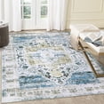 thumbnail image 2 of Hasoo Large 9' x 12' Vintage Area Rug for Living Room Bedroom Washable Floral Carpet, Blue, 2 of 6