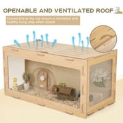 COZIWOW Large Wooden Hamster Cage,Habitat Shelter W/Acrylic Board,Flip Top