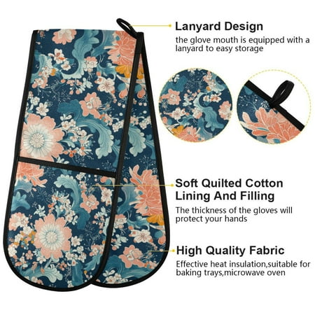 

BZSMCE Oven Mitts Vibrant Floral Elegance Creative Pattern Resistant Kitchen Gloves