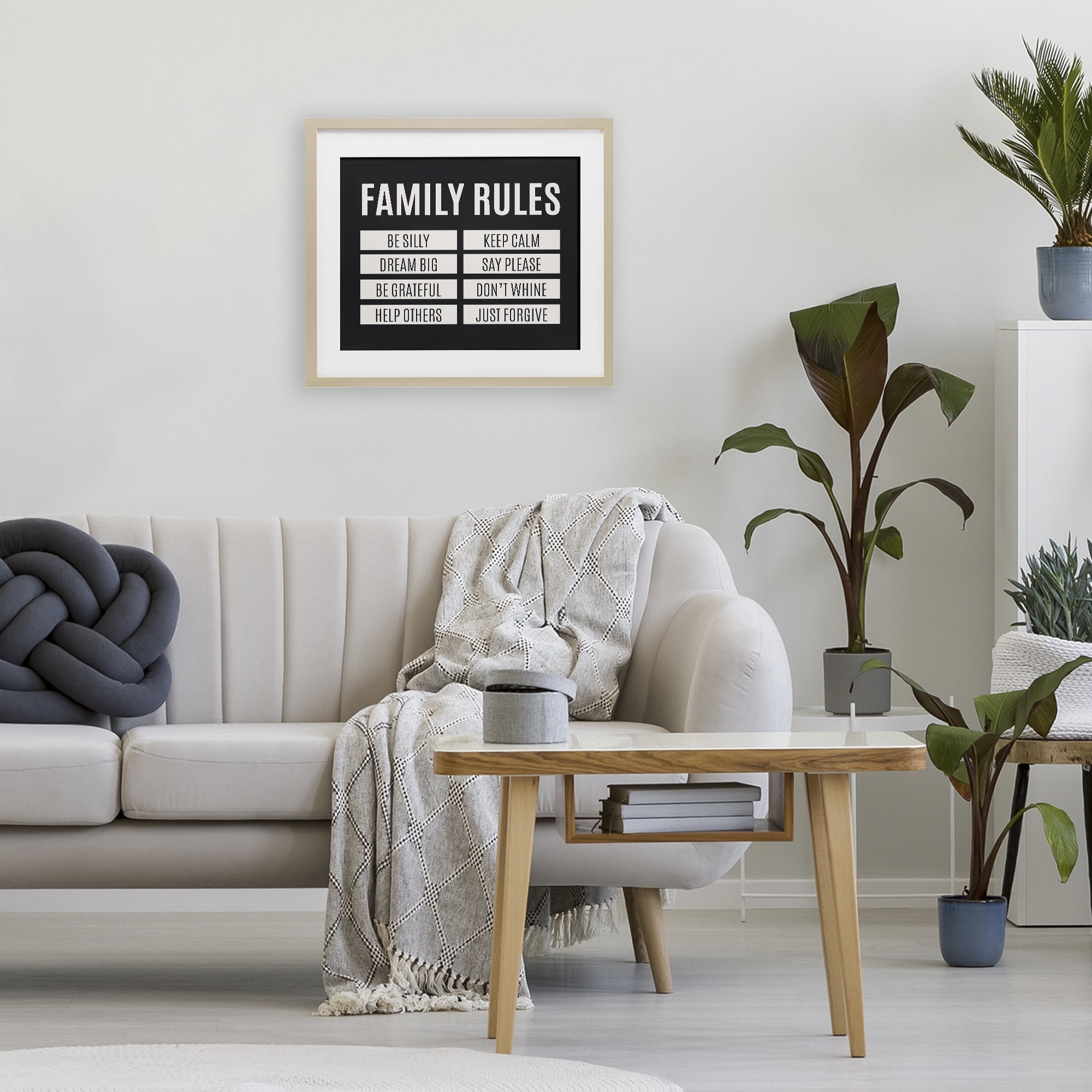 Stupell Industries Family Rules Simple Black Birch Framed Print Under Glass, design by SD Graphics Studio