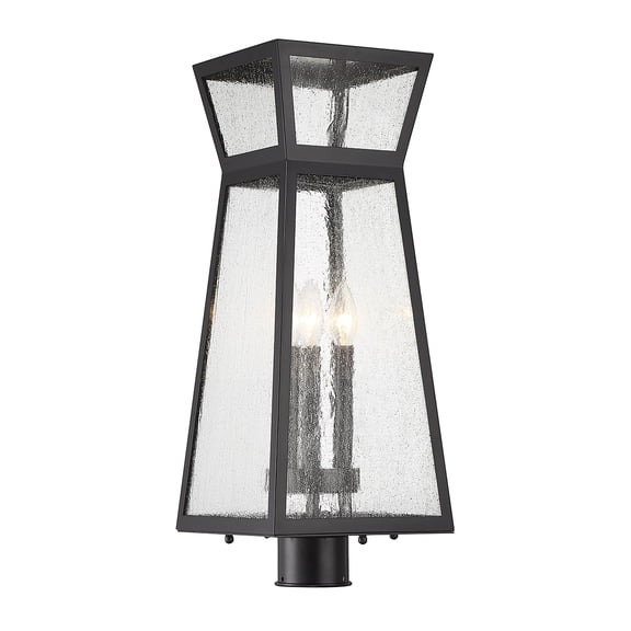 Matte Black Three Light Outdoor Post Lantern from the Millford Collection