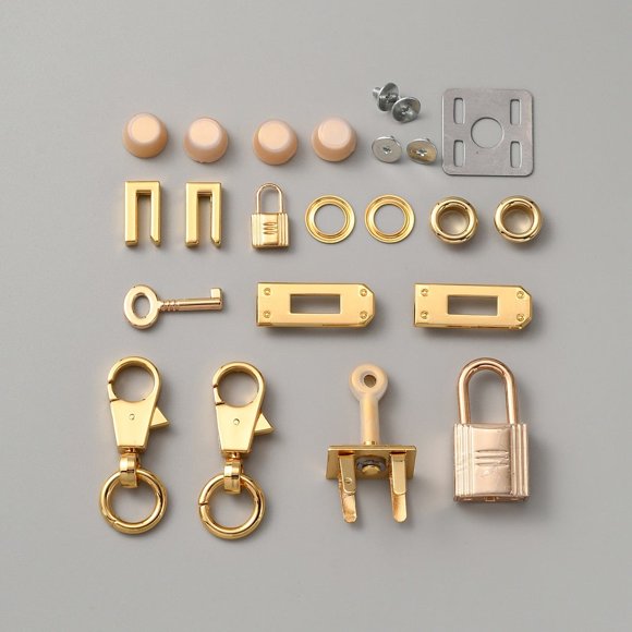 EASTIN 1Set Zinc Alloy & Iron Bag Hardware Accessories Set including Lock Clasp Grommet Gasket Screw Light Gold 12.5x8mm Hole 2.5mm DIY