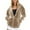 Beige, variant on Ladies Plain Zip Up Hoodie Velvet Womens Fleece Hooded Top Long Sleeves Front Pockets Soft Stretchable Comfortable Sweatshirts Brown XL