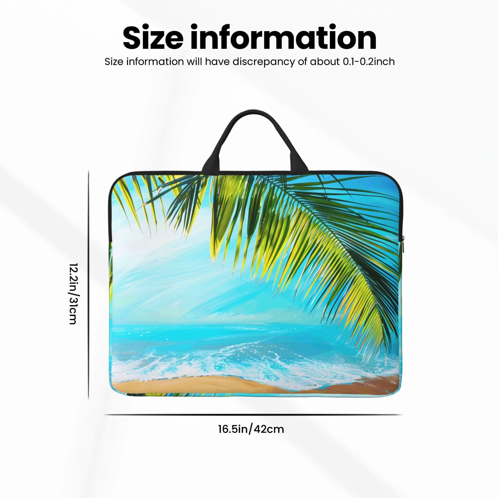 Laptop Sleeve Bag For Women Men 14inch Waterproof Durable Protective Computer Carrying Cover Handle Laptop Case Bag Beach Palm Leaf (2) (1)