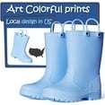 thumbnail image 4 of Kushyshoo Little Big Kids Rain Boots Boys Girls Blue Solid Boots Size 5, 4 of 6