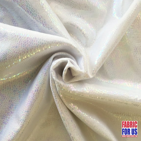 Snake Skin HOLOGRAM WHITE 4-Way STRETCH Nylon-Spandex Foil Fabric 58/60" Wide