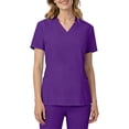 thumbnail image 4 of Yxbdin Scrub Tops for Women Classic Short Sleeve Nursing Uniform V Neck Soft Working Uniform Holiday Scrubs with Pockets Purple M, 4 of 9