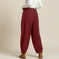 thumbnail image 4 of gbyLJF Women's Corduroy Trousers Casual Double-pockets Loose Fit Wide Leg Pants Drawstring Stretch Waist Knitted Long Pants, 4 of 9