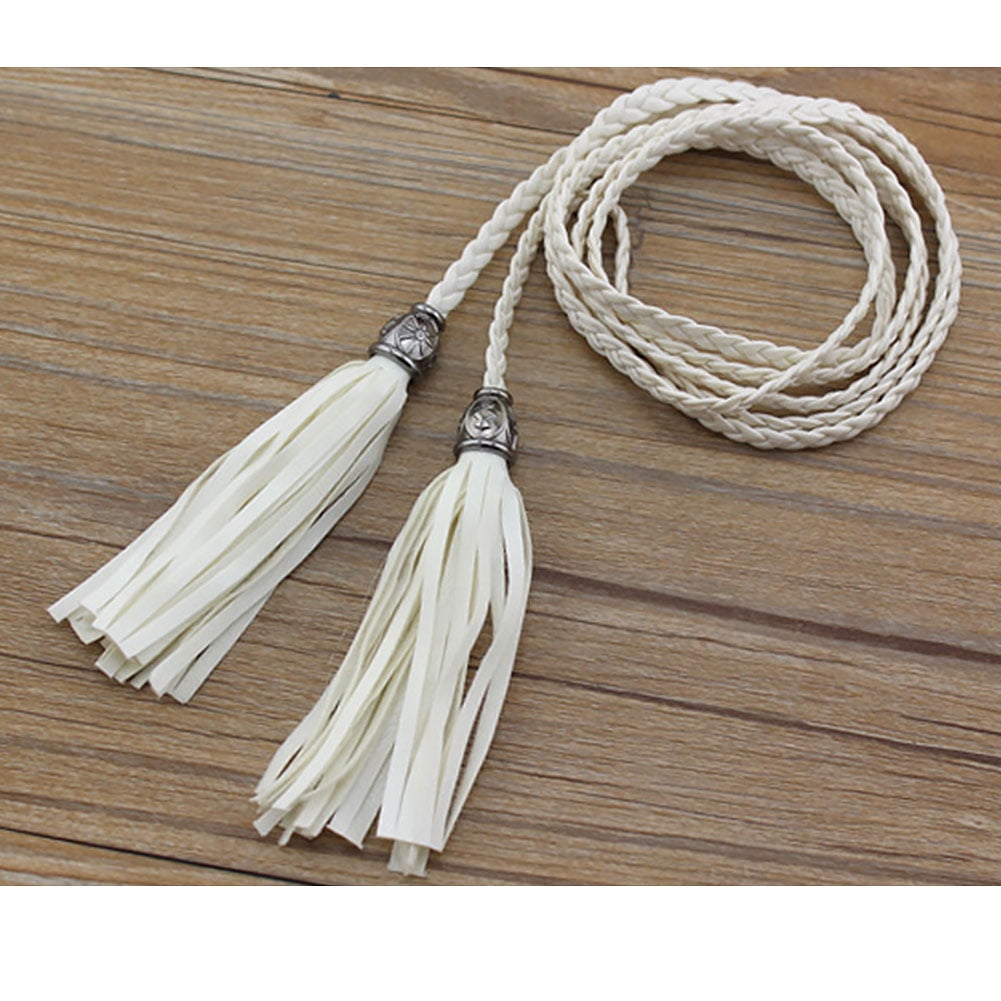 Narrow Braided Solid Women Waist Belt 