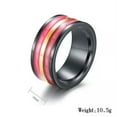 thumbnail image 3 of Green/Purple/Red Titanium Steel Gold Plated Band Men's Black Wedding Ring, 3 of 8