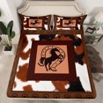 thumbnail image 2 of Homewish Cattle Hide Twin Sheet Sets,Rustic Horseshoe Twin Fitted Sheet,Western Cowboy Flat Sheet For Teens,Super Cozy Room Decor,3 Pieces, 2 of 7