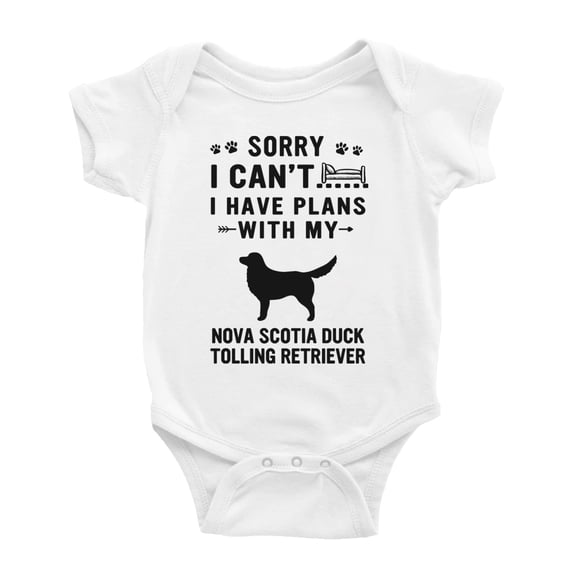 Sorry I Can't I Have Plans With My Nova Scotia Duck Tolling Retriever Love Pet Dog Funny Baby Jumpsuits (White, 12-18 Months)