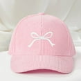thumbnail image 2 of Women's Vintage Corduroy Adjustable Baseball Cap Bow Embroidery Casual Hat for Spring Pink Free Size, 2 of 2