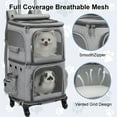 thumbnail image 6 of MINGYI Double-Compartment Pet Carrier with Wheels,Dog Backpack Carrier for 2 Small Dogs and Cats,Cat Rolling Carrier for Traveling/Taking a Walk/Trips to The Vet(Grey), 6 of 11
