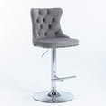thumbnail image 3 of A&A Furniture,Swivel Velvet Barstools Adjusatble Seat Height from 25-33 Inch, Modern Upholstered Chrome base Bar Stools with Backs Comfortable Tufted for Home Pub and Kitchen Island（Gray,Set of 2）, 3 of 9