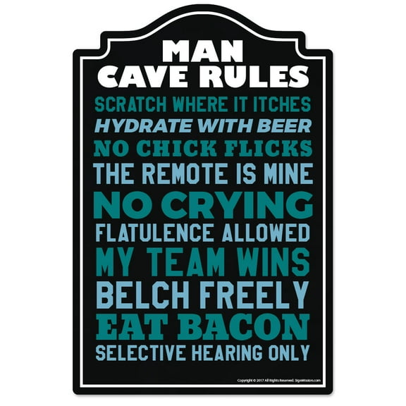 Man Cave Rules Novelty Sign