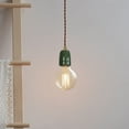 thumbnail image 5 of FSLiving H Track Lighting E26 Ceramic Base 2 Feet Brown Twisted Cord Pendant Light Fixture Mini Contracted Design for Entryway Dorm Loft Corridor Living Room(No Bulb,No Track)- 3 Lights(Green Socket), 5 of 6