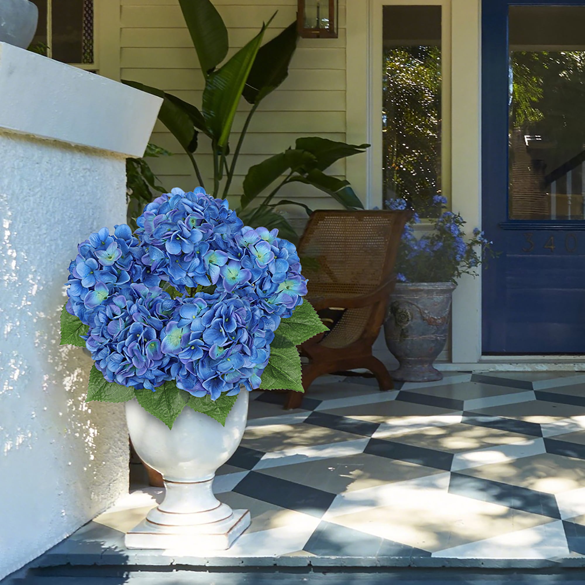 Briful Hydrangea Artificial Flower 5 Large Flower Heads Silk Faux Hydrangea Wedding Flowers Kitchen Coffee Table Home Decor Centerpieces Engagement Decoration Decor Dark Blue