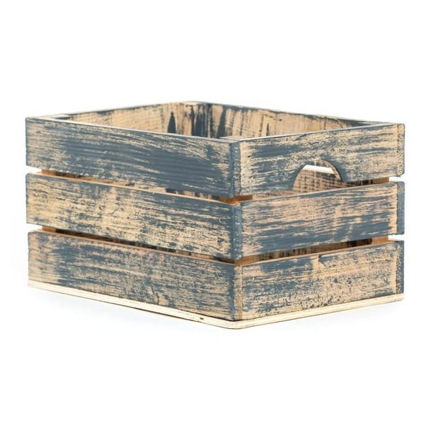 Rustic Decorative Small Wood Crate in Gray and Natural