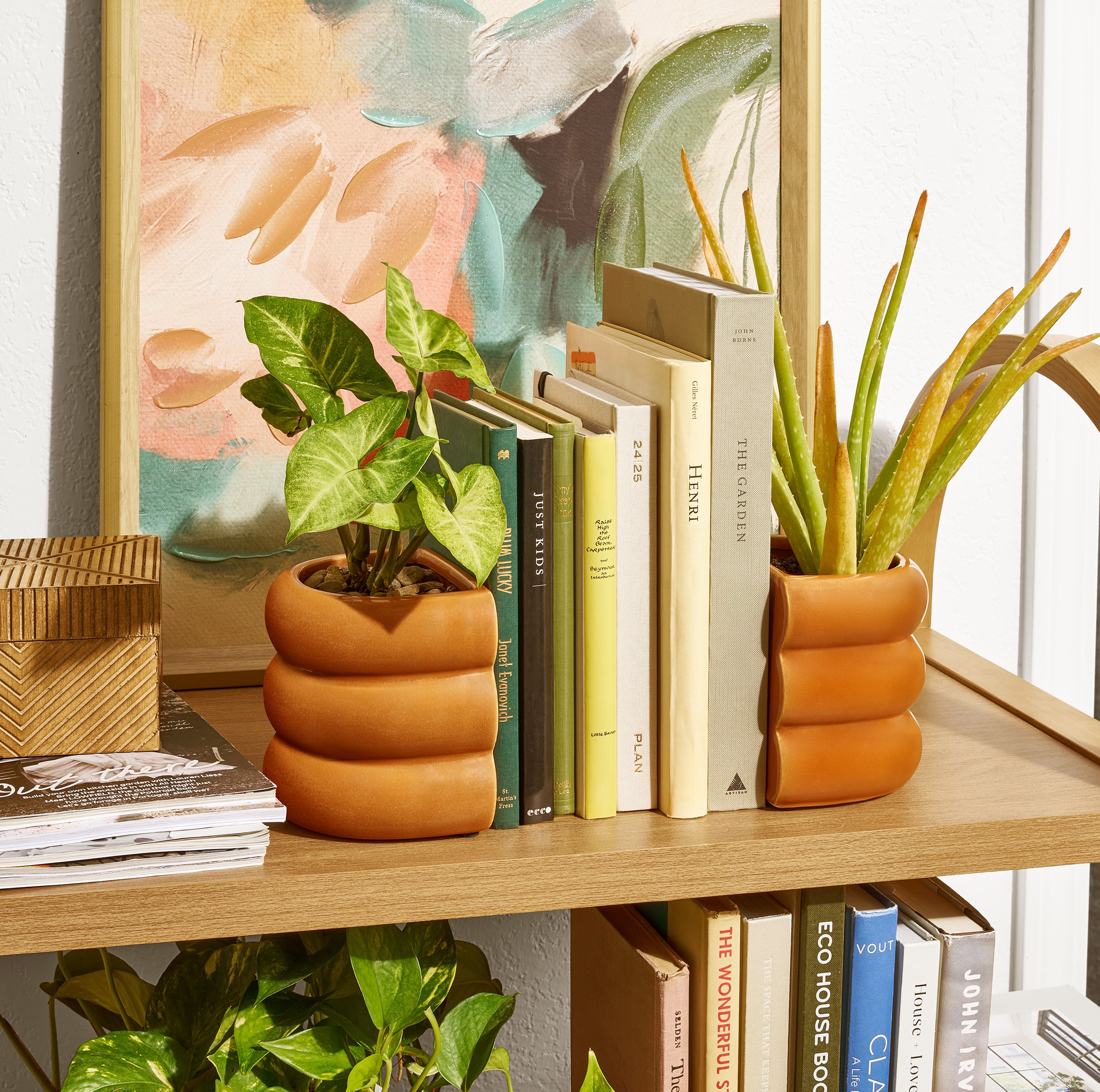Beautiful 4" x 5" Bubble Terracotta Ceramic Bookends by Drew Barrymore (2 Count)