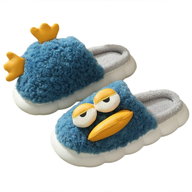 Pantuflas pato felpa invierno pantuflas peludas suaves divertidas para hombres y mujeres (azul 38-39)