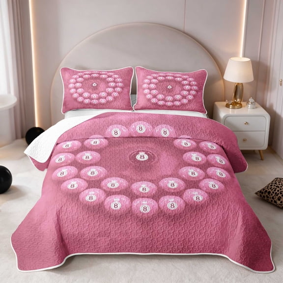 Erosebridal Lucky 8 Twin Quilt Set Blush Twin Coverlet Set, Blush Circle 2-Piece 1 Bedspread and 1 Pillowcase
