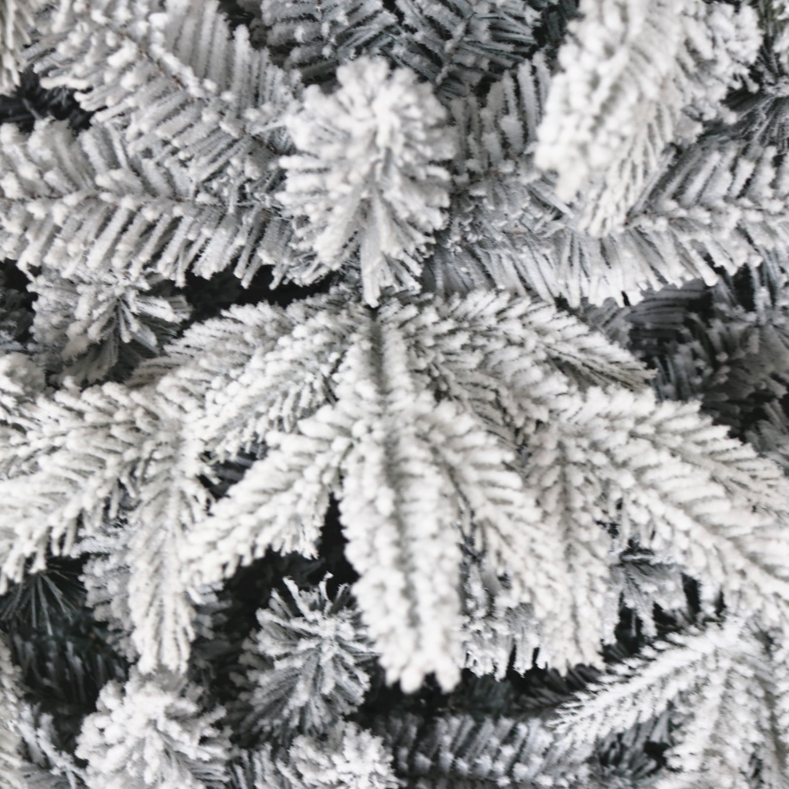 MOONMISS 7ft Snow Flocked Artificial Hinged Pine Christmas Tree with with X-shaped Iron Stand-White