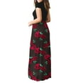 thumbnail image 7 of MIANHT Womens Dresses Vintage Empire Waist Pleated Swing A Line Long Dresses with Pocket Formal Floral Print Round Neck Short Sleeve Maxi Summer Dress Red XL, 7 of 7