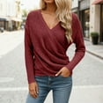 thumbnail image 2 of Women's Casual Knit Sweater Long Sleeve Solid Color V-Neck Criss Cross Shirts Fall Winter Stretchy Comfy Business Work Tops, 2 of 6