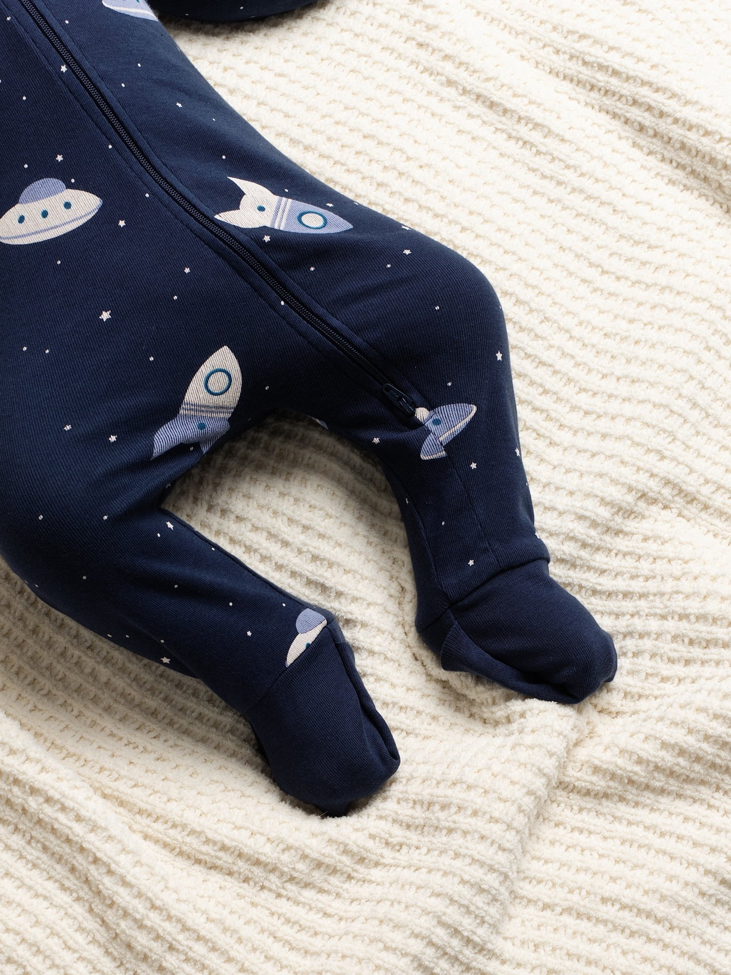 M+A by Monica + Andy Organic Cotton Gender Neutral Long Sleeve Baby One-Piece Pajama, Sizes Newborn - 24 Months