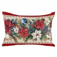 thumbnail image 2 of Red Christmas Throw Pillow Covers, Xmas Botanical Poinsettia Blue Balls Soft Breathable Pillow Cases with Invisible Zipper for Sleeping, Body Pillowcases for Couch Bed Sofa Chair 24x36 Inches, 2 of 6