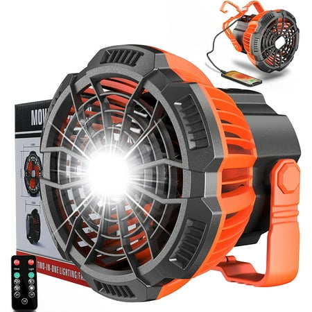 

Portable Camping Fan Rechargeable USB Ceiling Tent Fan with Hook and LED Lantern- Remote Control Suitable for Picnic Travel Etc F168852