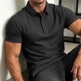 thumbnail image 6 of hoksml Men's Polyester Fabric Short Sleeve Collared Shirt, Snap Button Placket Side Seam Detail Slim Fit Solid Casual Golf Daily Top, 6 of 8