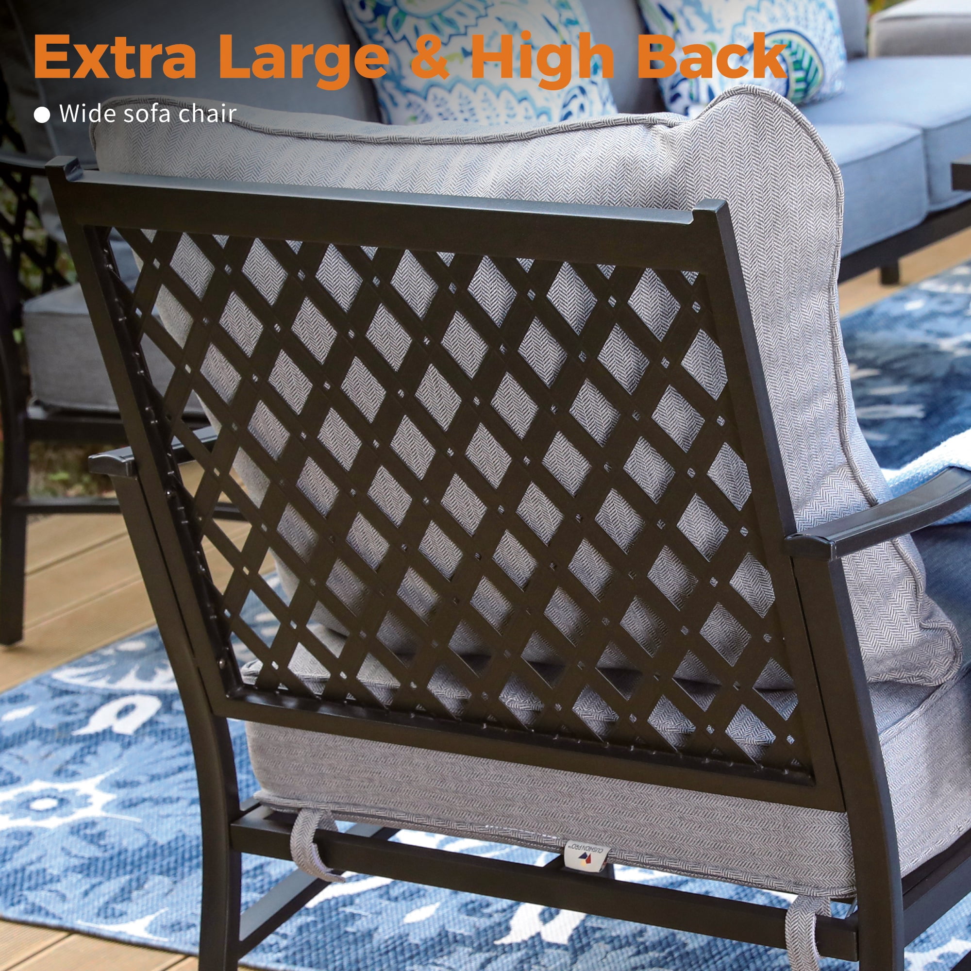 Sophia&William 5Pcs Patio Furniture Set Outdoor Metal Conversation Set with Ottomans & Rocking Chairs & 5.75" Thickened Cushions for Backyard, Deck, Gray