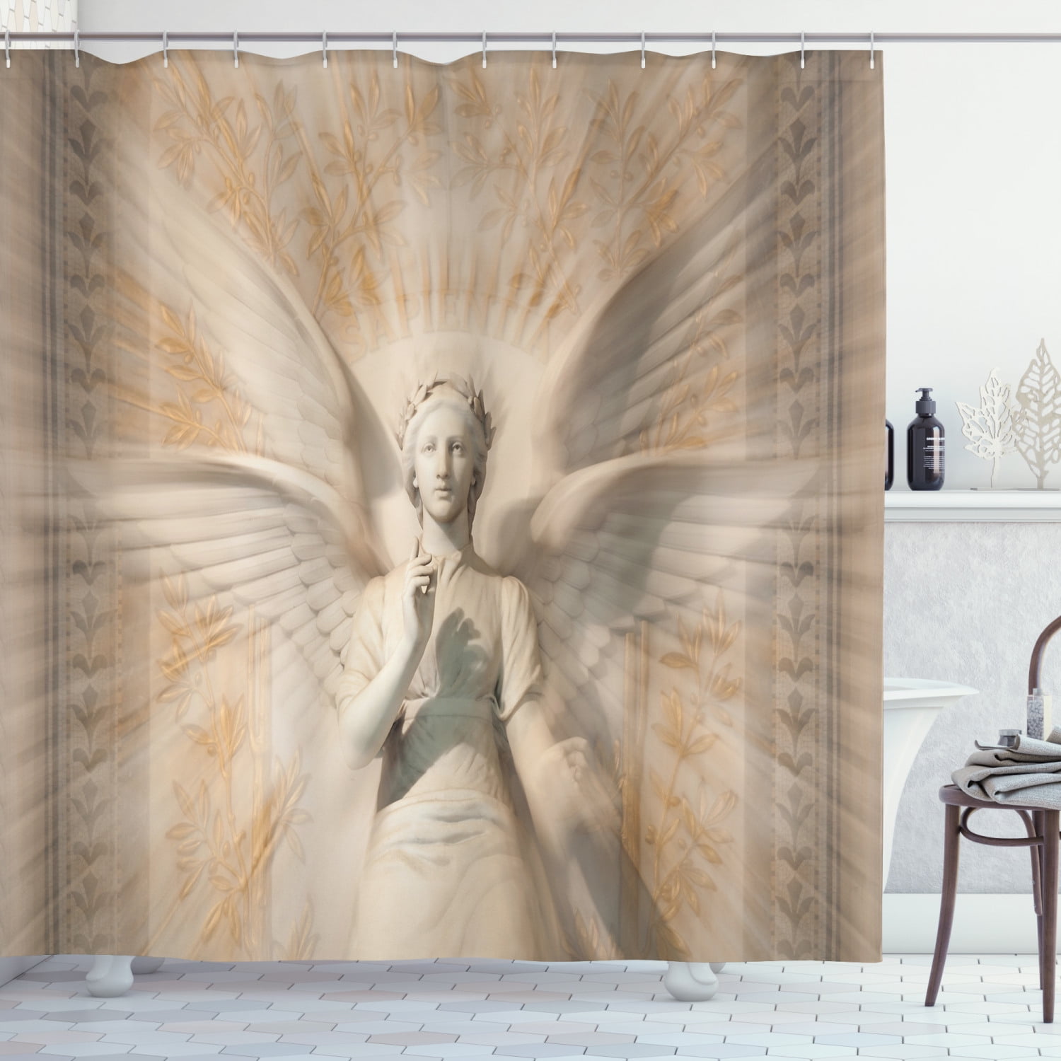 Sculptures Shower Curtain Statue Of, Angel Shower Curtain Hooks