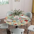thumbnail image 5 of Sage Green Floral Round Tablecloth for 36-44 Inch Tables, Fitted Table Cover with Elastic Edge, Spring Flowers Leaves Farmhouse Waterproof Outdoor Table Cloth Protector for Patio Garden Dinner Picnic, 5 of 9
