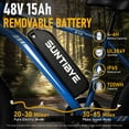 thumbnail image 6 of SUNTIBYE K10 Electric Bike 1000W, 48V 15Ah, 20" Fat Tire Ebike, 28MPH, E-Mountain Bike UL2849,Blue, 6 of 10