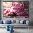 thumbnail image 6 of Mudket Cheetah Print Canvas Wall Art Pink & Gold Glitter Leopard Decor for Living Room Bedroom, Cute Trendy Wall Art for Girls & Women, Ready to Hang - 40"L x 28"W, 6 of 10