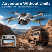 BEEPRINCESS M6 Foldable Drone with 1080p HD Camera, Brushless Motor, Obstacle Avoidance, 4.5 in Screen Controller, 2 Batteries