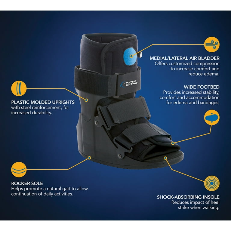 United Ortho USA14115 Short Air Cam Walker Fracture Boot, Medium, Black