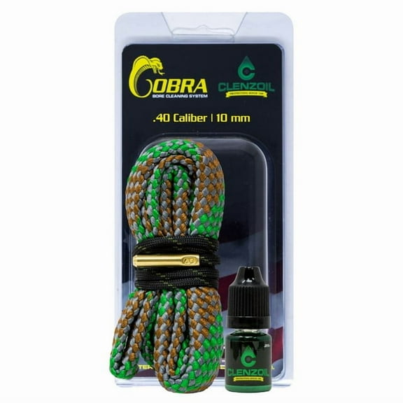CLENZOIL Field & Range 40 Cal 10 mm Cobra Bore Cleaner | Gun Barrel Cleaning Kit for 40 Caliber | Includes CLP Gun Bore Cleaner Solution
