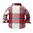 thumbnail image 4 of Baby Boys Girls Flannel Shirt Jackets Unisex Toddler Plaid Long Sleeve Lapel Button Shirts Fall Winter Warm Coat Outwear, 4 of 5