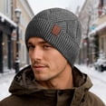 thumbnail image 4 of Winter Thick Solid Color Flipped Brim Knit Hat - Casual Warm Pull-On Head-Covering Versatile Cold Weather Cap for Adults,Winter Hats for Women ,Size:One Size, 4 of 5