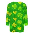 thumbnail image 5 of Diufon T-Shirts de la Saint-Patrick pour Femmes Décontractés Grande Taille Imprimé Trèfle Manches 3/4 Col Rond, 5 of 5